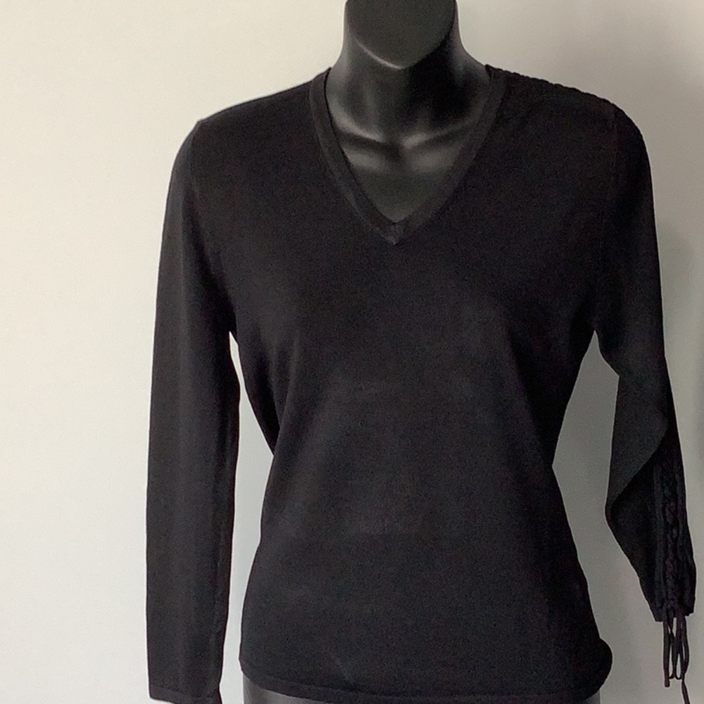 Maxfield Sweater~Laced sleeve embellished
